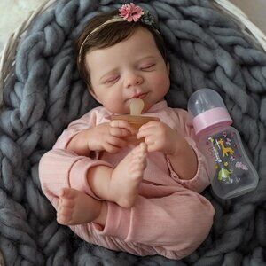 🆕18Inch Full Body Viny Newborn Baby Poseable Limbs Girl-Pink Reborn Baby